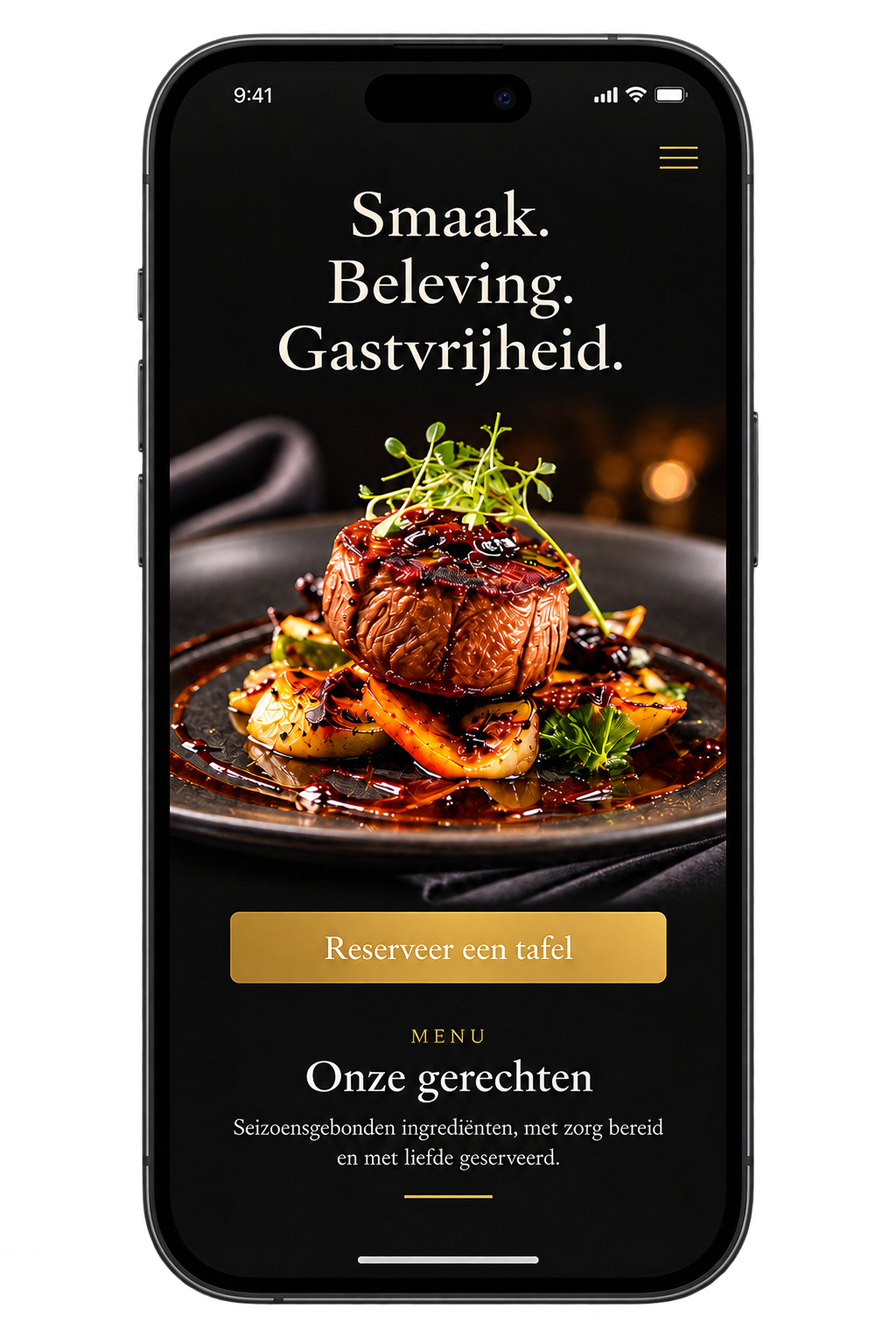 Voorbeeld van een nieuwe, mobielvriendelijke website